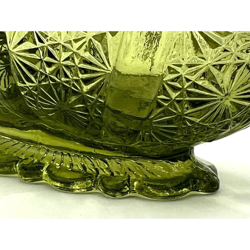 Fenton Art Glass Colonial Green Glass‎ Basket American Classic Twig Handle EUC